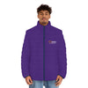 Embroidered Purple Puffer Jacket — GMN Logo Insulated Winter Coat